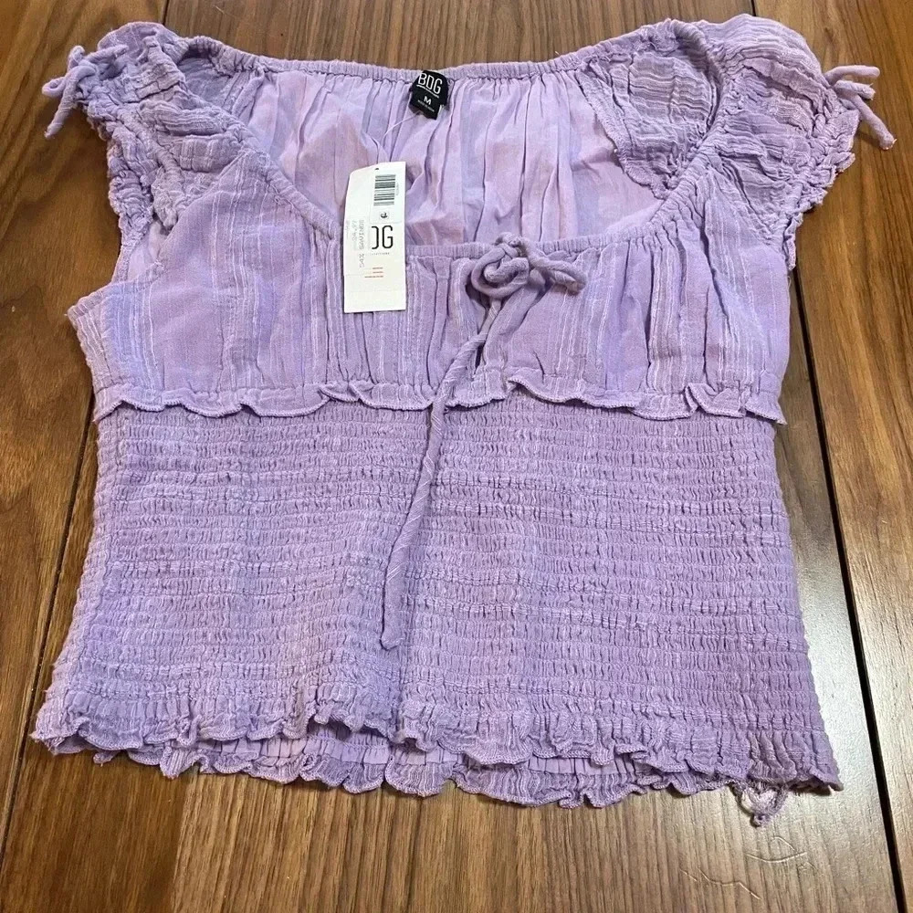Bdg‎ Urban Outfitters Nova Cap Sleeve Smocked Blouse In Lilac - Picture 3 of 4